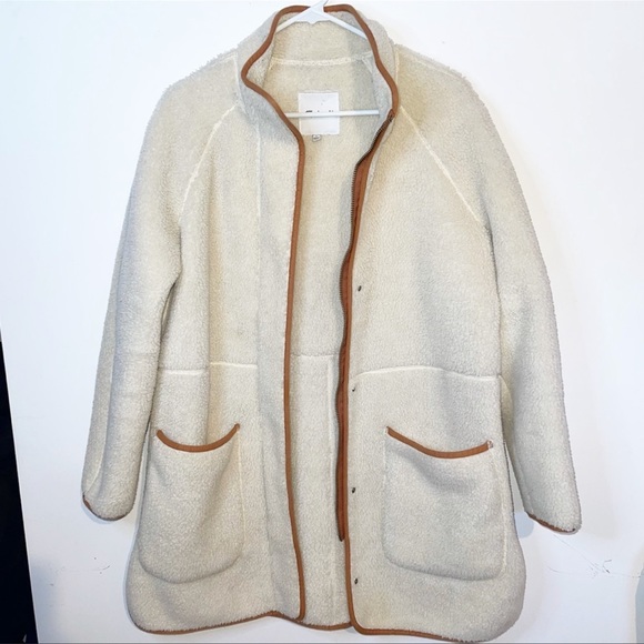 Madewell Women’s Sherpa Estate Coat White Brown - Picture 4 of 9